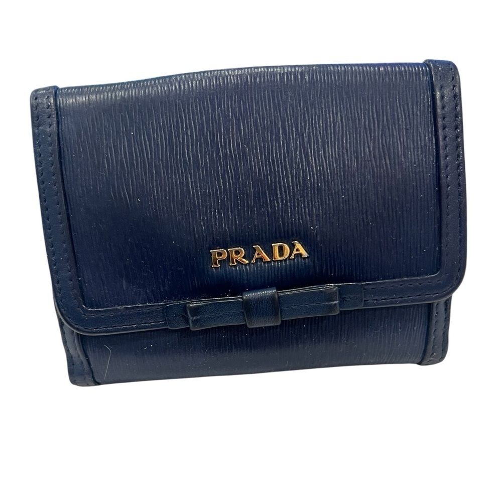 PRADA | Diagramme Leather Wallet | Navy Blue - Picture 2 of 11